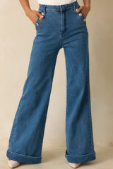 Nautical By Nature Indigo Stretch High Waisted Wide Leg Jeans