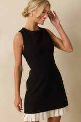 Let Me Remind You Black Ruffle Hem Structured Mini Dress