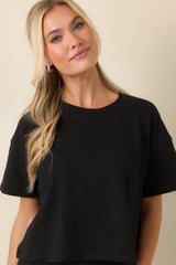 Z Supply Sway Black Textured Cropped Tee