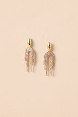 Can't Go Wrong Gold Rhinestone Tapered Drop Earrings