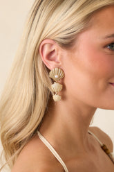 Shell We Dance Gold & Pearl Accent Drop Earrings