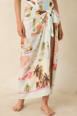 MINKPINK Dolce Multi Vintage Postcard Print Sarong