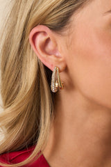 One Way Or The Other Gold Rhinestone Sculptural Earrings