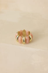 A Touch of Radiance Pink & Gold Beaded Statement Bracelet