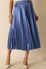 Lost In The Stars Dusty Blue Pleated Midi Skirt