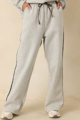 Cozy Club Heather Grey Plaid Stripe Sweatpants