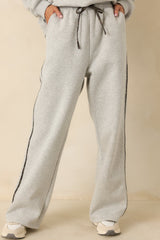 Cozy Club Heather Grey Plaid Stripe Sweatpants