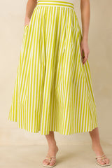 Making Moves Chartreuse Green Stripe Cotton Maxi Skirt