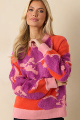 FRNCH Ayme Orange Multi Knit Floral Sweater