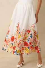 Tomorrow Will Come White Multi Cotton Floral Maxi Skirt