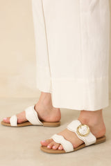 Waves Of My Heart White Crocodile Sandals