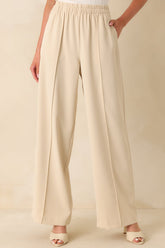 In Her Element Ecru Beige Wide Leg High Waisted Pants