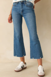 Terrific Timing Medium Wash Cropped Flare Jeans