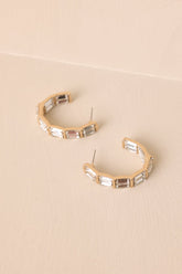 Such A Romantic Gold Rhinestone Hoop Earrings