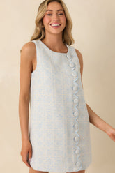 In a Good Mood Light Blue Geometric Mod Style Mini Dress