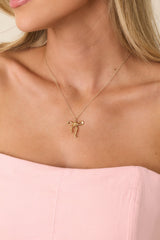 The Sweetest Detail Gold Bow Pendant Necklace