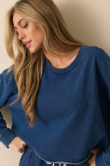 Z Supply Denim Blue Circuit Knit Sweatshirt