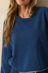 Z Supply Denim Blue Circuit Knit Sweatshirt