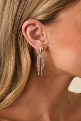 Can't Go Wrong Gold Rhinestone Tapered Drop Earrings