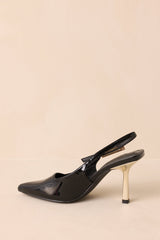 Stood My Ground Black Patent Pointed Toe Slingback Heels