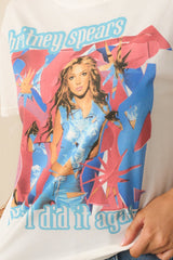 Britney Spears Ivory Cotton Oops I Did It Again Boyfriend Tee