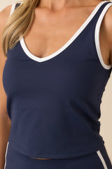 Z Supply Navy Newport Contrast Cropped Tank Bra