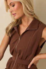 What It's All About Brown Cotton Sleeveless Mini Dress
