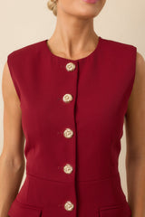 Whatever She Wants Burgundy Sleeveless Tailored Mini Dress