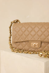 Undeniable Beauty Tan Quilted Crossbody Bag