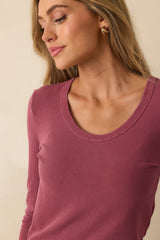 There When You Need It Plum Purple Ribbed Long Sleeve Tee