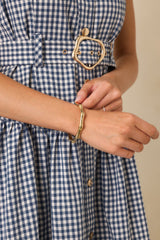 Eastern Light Gold Bamboo Detail Bangle Bracelet