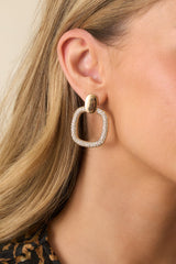 Let Me Be Clear Gold Rhinestone Statement Drop Earrings