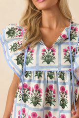 Nothing Less Dark Fuchsia Floral Print Cotton Top
