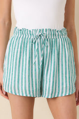 Z Supply La Palma Green Perfect Linen Stripe Shorts