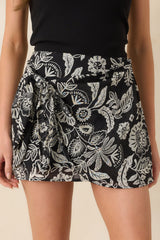 Z Supply Black & Ivory Lorna Luz Floral Mini Skirt