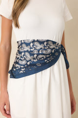 Stars & Satin Navy Paisley Satin Scarf