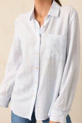 Brighter Days Light Blue Stripe Button Front Top