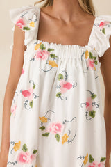 Sweet Briar Blossom White Multi Floral Embroidered Maxi Dress