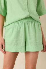 Z Supply Expedition Light Green Linen Blend Relaxed Fit Shorts