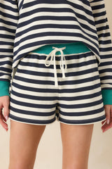 Z Supply Navy Cotton Blend Low Key Stripe Shorts