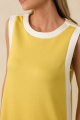 Perfectly Framed Yellow Jersey Knit Contrast Trim Sleeveless Maxi Dress
