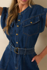 The Road Less Traveled Dark Wash Denim Romper