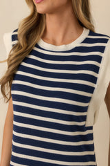 Keep It Straight Navy Stripe Stretch Knit Maxi Dress