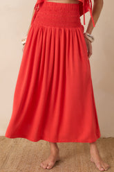 Paradisa Siesta Key Sangria Red Linen Blend Maxi Skirt