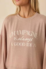 Z Supply Taupe Champagne Long Sleeve Top