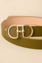 Catch My Drift Olive Green Faux Leather Belt