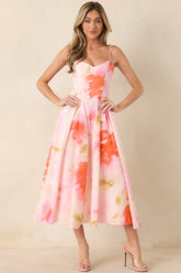 Loving Embrace Blush Pink Multi Floral Midi Dress