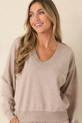 Z Supply Everyday Heather Beige French Terry V-Neck
