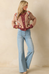 Right Where I Want To Be Dusty Rose Pink Floral Knit Cardigan