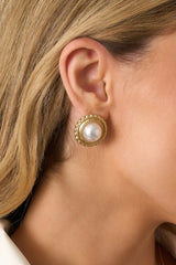 Terrace Talks Gold & Ivory Pearl Textured Earrings